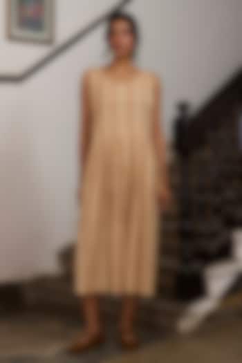 Ecru & Pink Khadi Striped Slip Summer Dress by Khyati Rughani at Pernia's Pop Up Shop