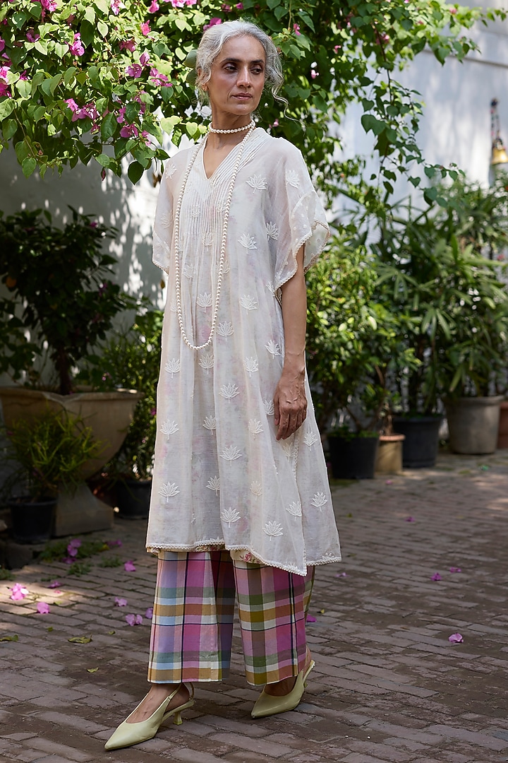 Multi-Coloured Khadi Plaid Pattern Pants by Khyati Rughani at Pernia's Pop Up Shop