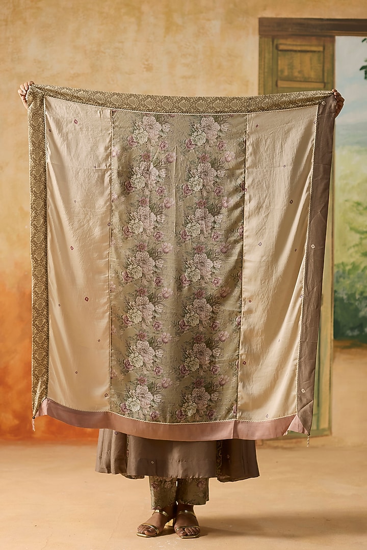 Brown Silk Bandhani Printed Kurta Set by Khyati Rughani at Pernia's Pop Up Shop