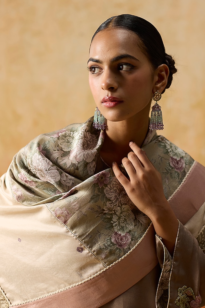 Brown Silk Bandhani Printed Kurta Set by Khyati Rughani at Pernia's Pop Up Shop