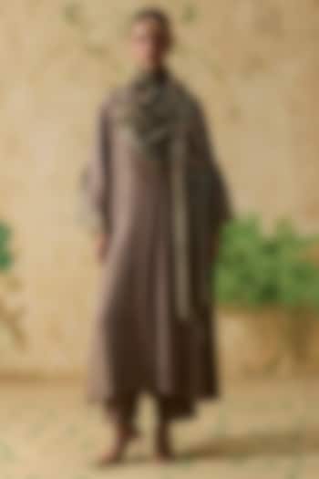 Brown Silk Bandhani Printed Kurta Set by Khyati Rughani at Pernia's Pop Up Shop