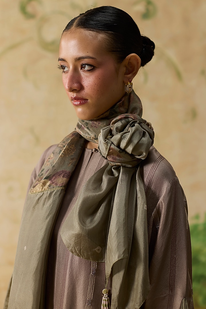 Brown Silk Bandhani Printed Kurta Set by Khyati Rughani at Pernia's Pop Up Shop