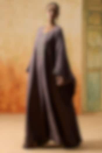 Purple Silk Embroidered Pleated Kaftan by Khyati Rughani at Pernia's Pop Up Shop