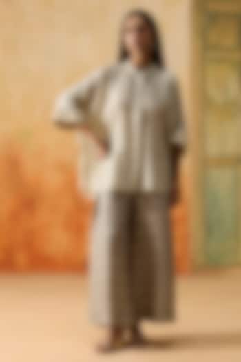 Off-White Silk Beads Embellished Co-Ord Set by Khyati Rughani at Pernia's Pop Up Shop