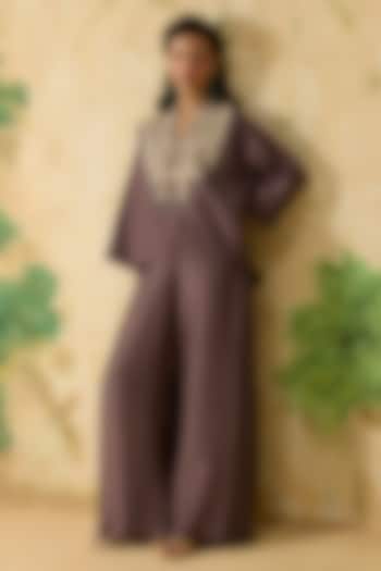 Purple Silk Ikkat Co-Ord Set by Khyati Rughani at Pernia's Pop Up Shop