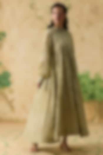 Ochre Silk Floral Motif Tunic by Khyati Rughani at Pernia's Pop Up Shop