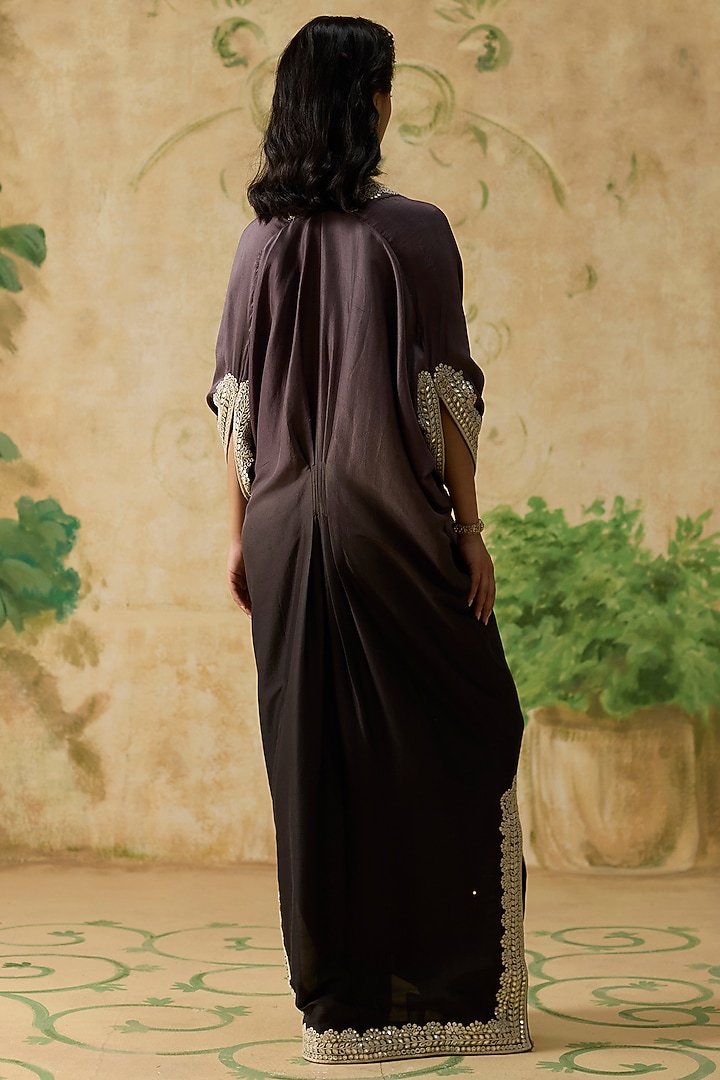 Purple Ombre Silk Pleated Kaftan by Khyati Rughani at Pernia's Pop Up Shop
