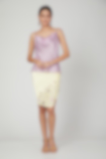 White & Lavender Embroidered Skirt Set by Khushbu Rathod