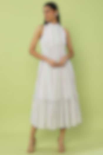 White Printed Maxi Dress by Khushbu Rathod
