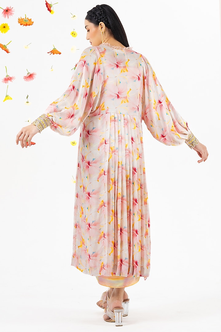 White & Yellow Printed Jacket Set by Khushbu Rathod at Pernia's Pop Up Shop