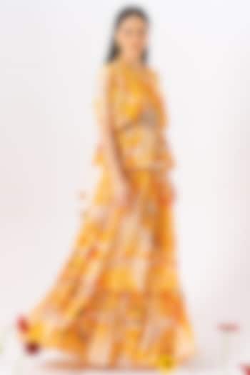 Tuscany Yellow Printed Long Skirt Set by Khushbu Rathod