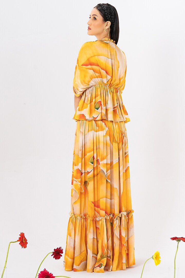 Tuscany Yellow Printed Long Skirt Set by Khushbu Rathod at Pernia's Pop Up Shop