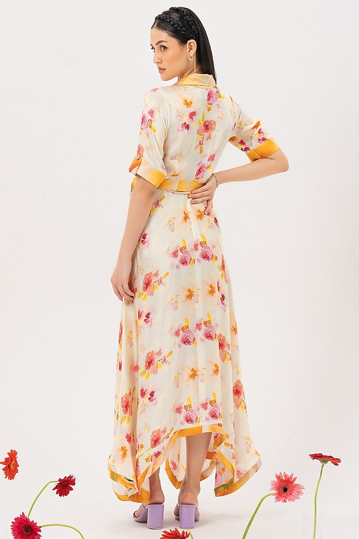 Mint Printed & Embroidered High-Low Summer Dress by Khushbu Rathod at Pernia's Pop Up Shop