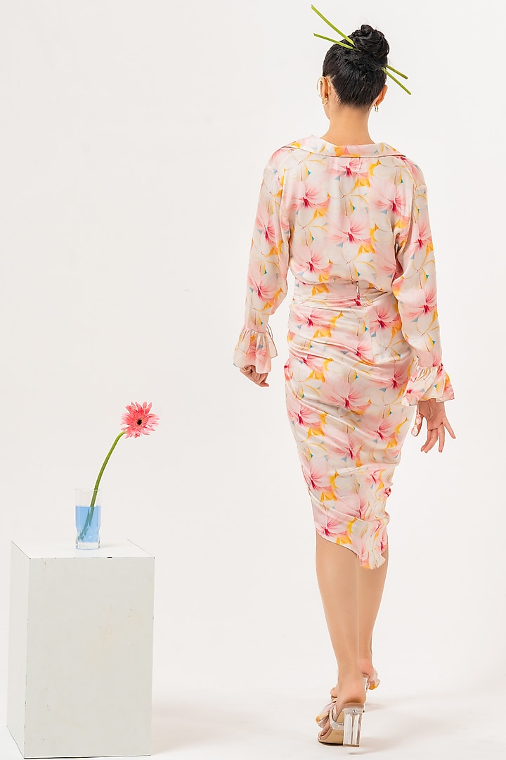 Cloud White Modal Silk Digital Printed Skirt Set by Khushbu Rathod at Pernia's Pop Up Shop