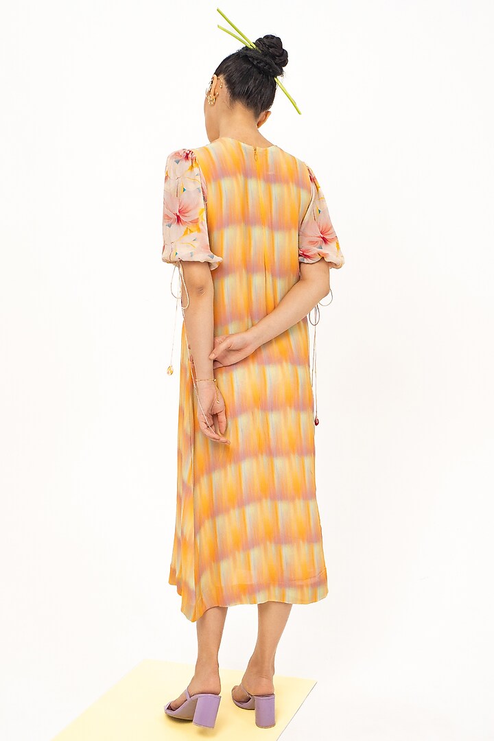 Yellow & White Printed Midi Summer Dress by Khushbu Rathod at Pernia's Pop Up Shop