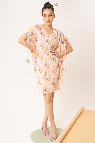 Cloud White Printed Kaftan by Khushbu Rathod