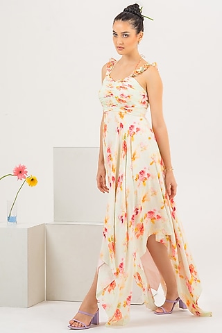 Mint Printed High-Low Dress by Khushbu Rathod
