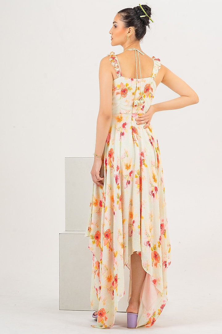 Mint Printed High-Low Summer Dress by Khushbu Rathod at Pernia's Pop Up Shop