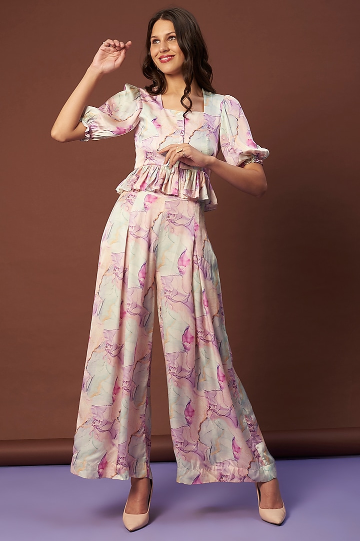 Lilac Marble Printed Co-Ord Set by Khushbu Rathod at Pernia's Pop Up Shop