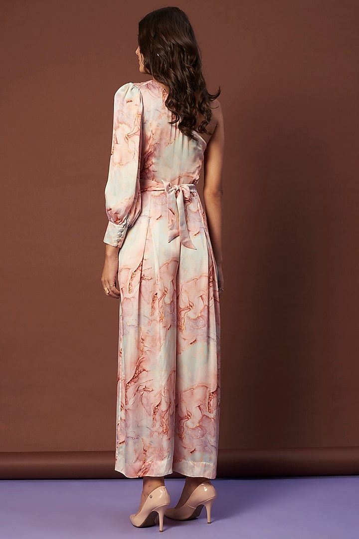 Peach Digital Printed Jumpsuit by Khushbu Rathod at Pernia's Pop Up Shop