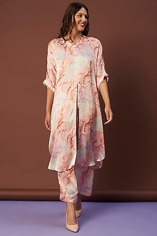 Peach Digital Printed Co-Ord Set by Khushbu Rathod