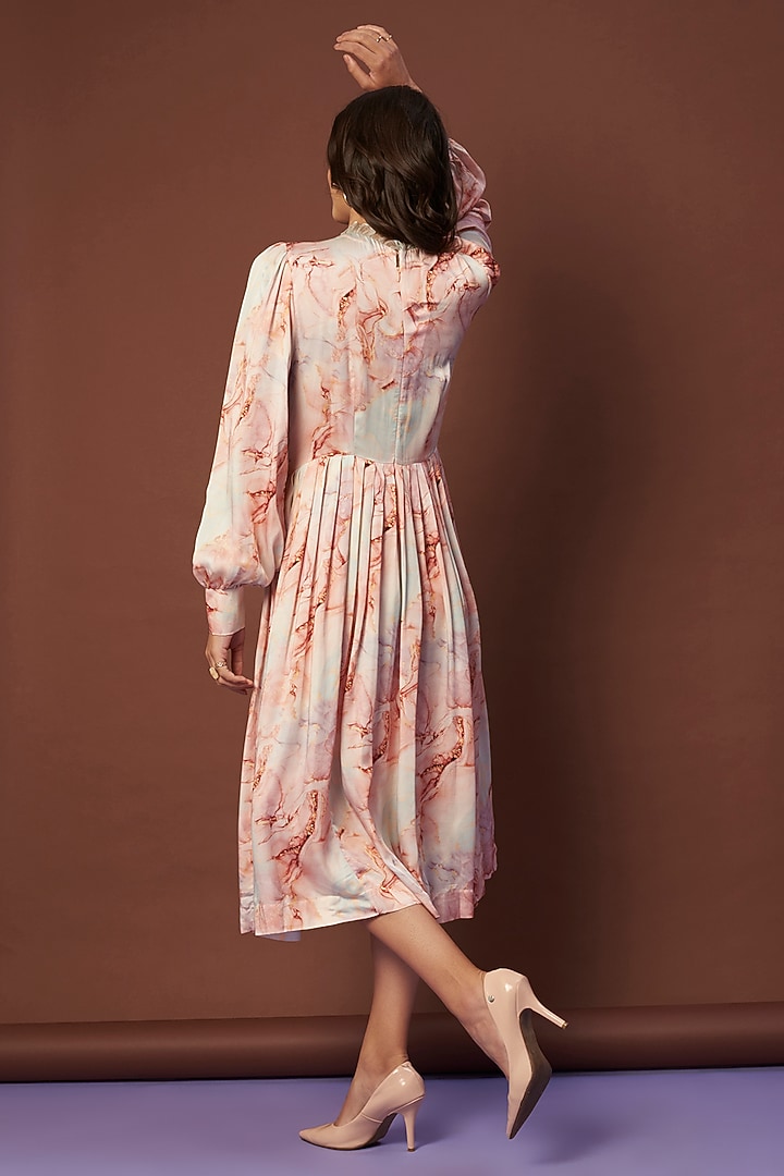 Peach Printed Vacation Dress by Khushbu Rathod at Pernia's Pop Up Shop