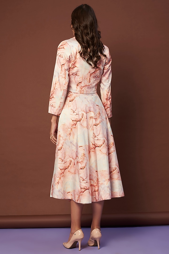 Peach Printed Blazer Set by Khushbu Rathod at Pernia's Pop Up Shop