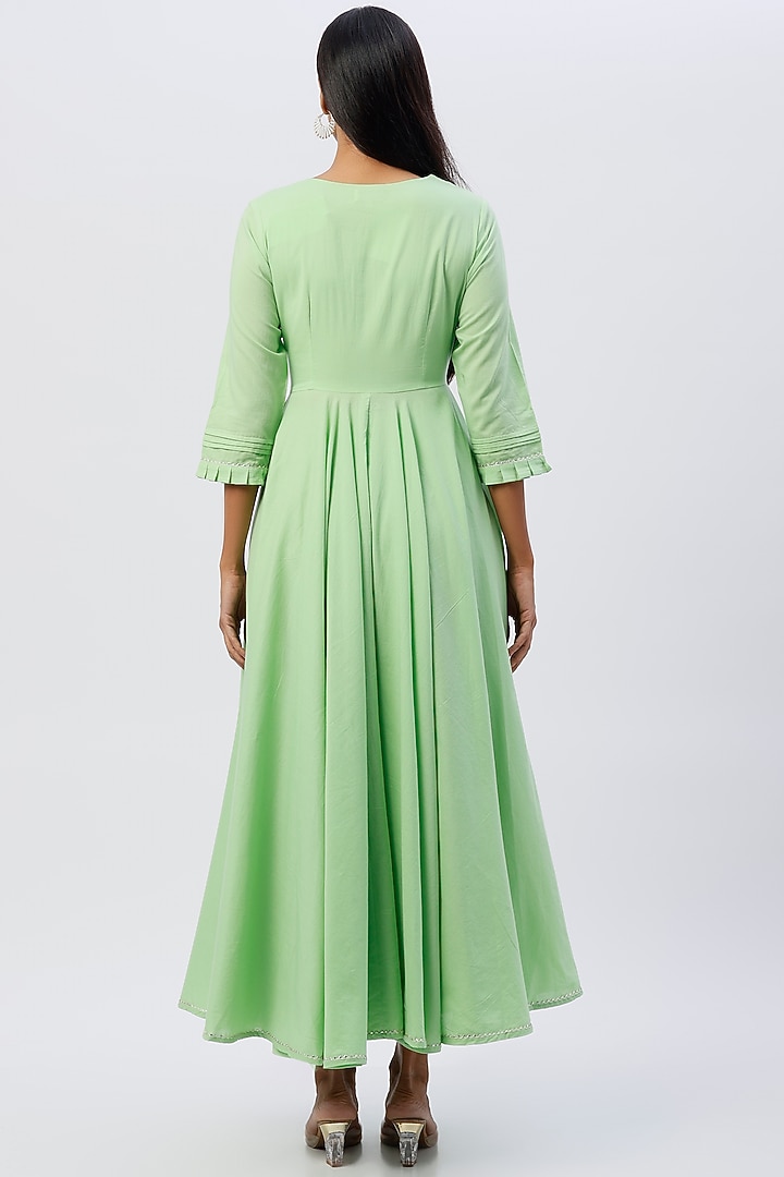 Mint Green Cotton & Viscose Anarkali Set by Kohsh at Pernia's Pop Up Shop