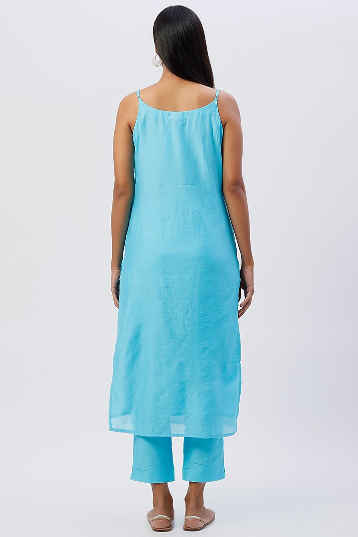 Blue Hand Painted Kurta Set by Kohsh at Pernia's Pop Up Shop