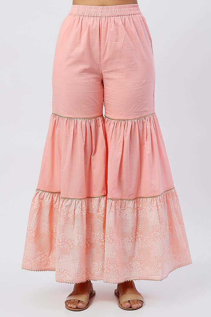 Blush Pink Cotton & Kota Doriya Sharara Set by Kohsh at Pernia's Pop Up Shop