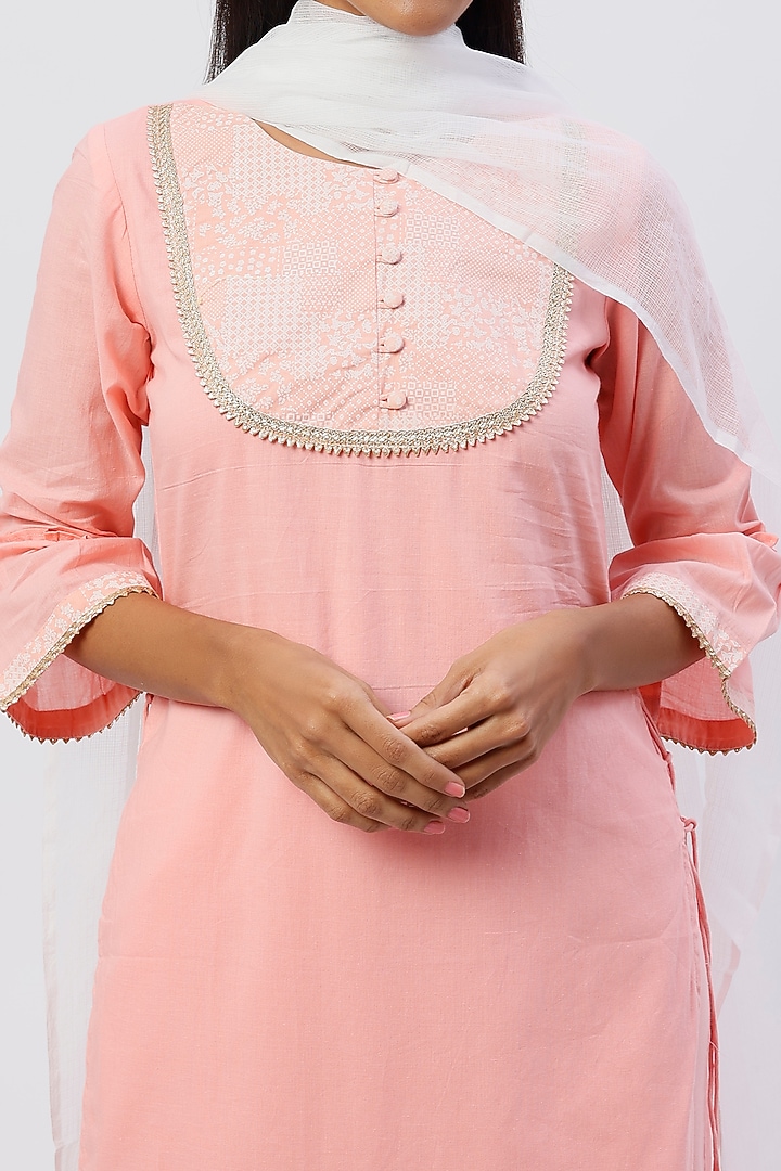 Blush Pink Cotton & Kota Doriya Sharara Set by Kohsh at Pernia's Pop Up Shop