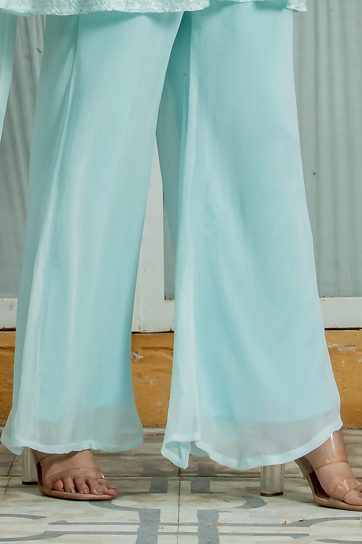 Blue Upada Silk Sharara Set by Kohsh at Pernia's Pop Up Shop
