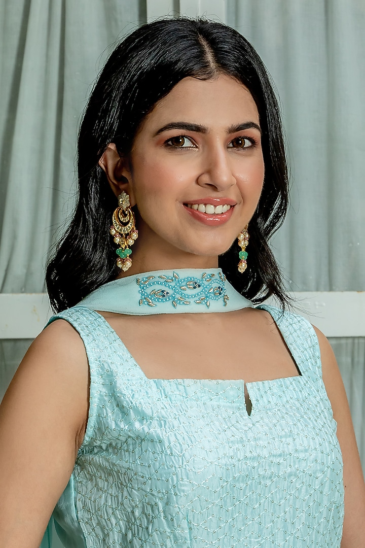 Blue Upada Silk Sharara Set by Kohsh at Pernia's Pop Up Shop