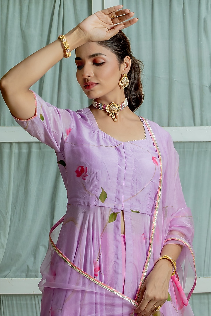 Lavender Hand Painted Anarkali Set by Kohsh at Pernia's Pop Up Shop