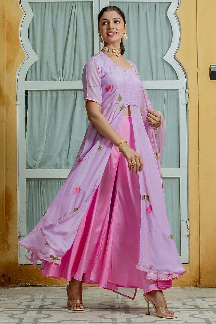Lavender Hand Painted Anarkali Set by Kohsh at Pernia's Pop Up Shop