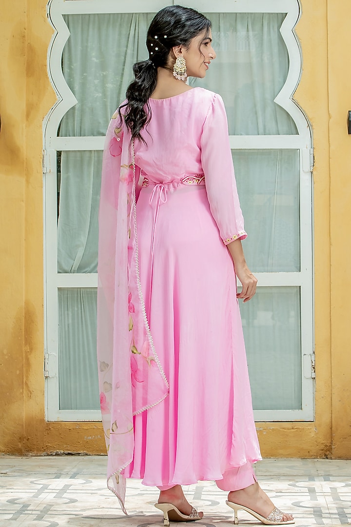 Pink Natural Crepe Anarkali Set by Kohsh at Pernia's Pop Up Shop