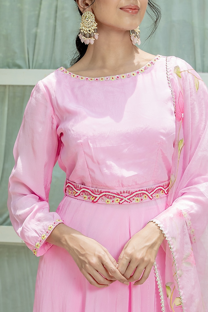 Pink Natural Crepe Anarkali Set by Kohsh at Pernia's Pop Up Shop