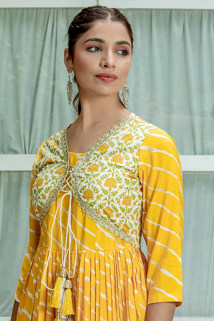 Yellow Muslin Gown With Jacket by Kohsh at Pernia's Pop Up Shop