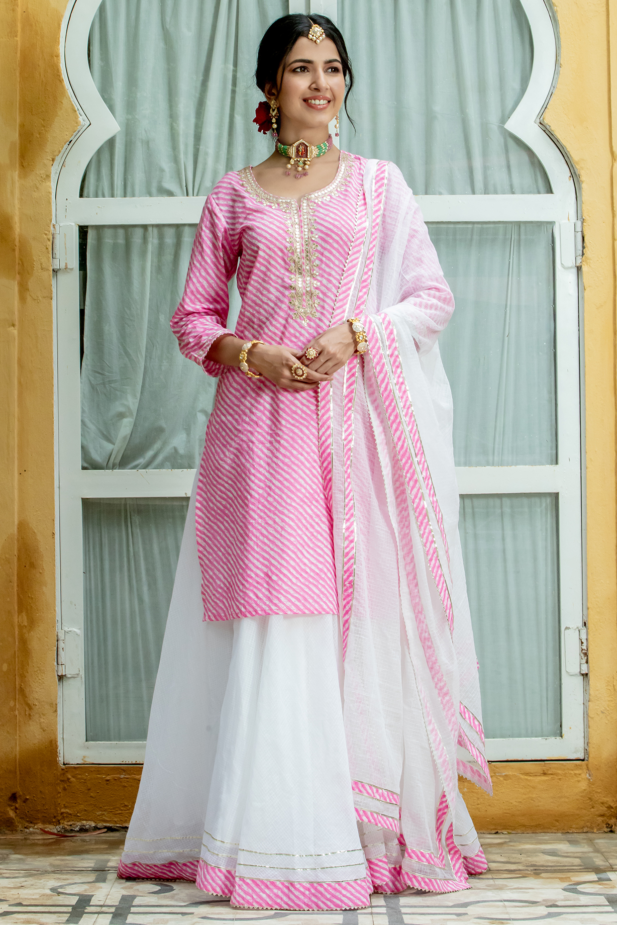 White Cotton Skirt Set Design by Kohsh at Pernia's Pop Up Shop 2024