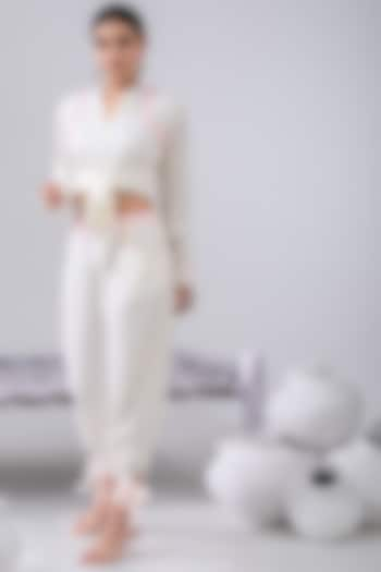 Ivory High-Waisted Dhoti Pant Set by Kacha Tanka at Pernia's Pop Up Shop