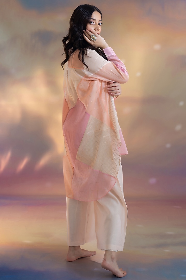 Pink Chanderi Pant Set by Kacha Tanka at Pernia's Pop Up Shop