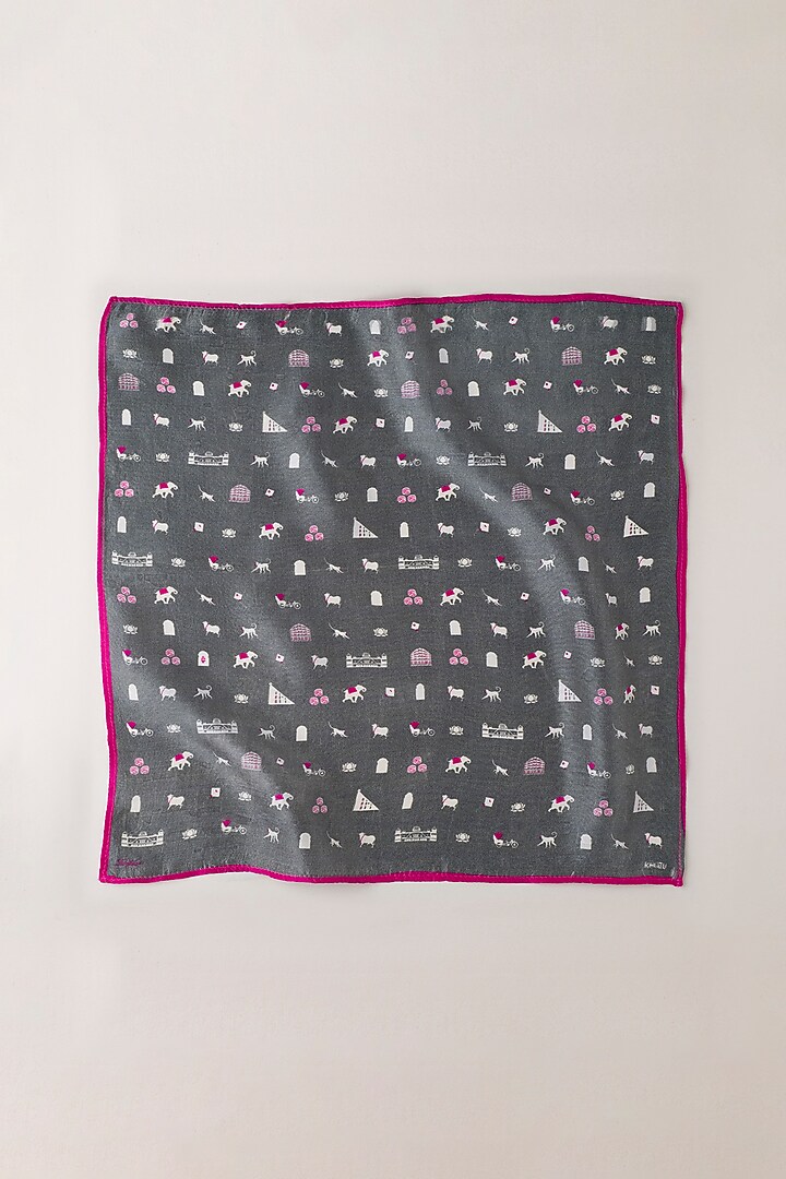 Charcoal Silk Pocket Square by Khatu at Pernia's Pop Up Shop