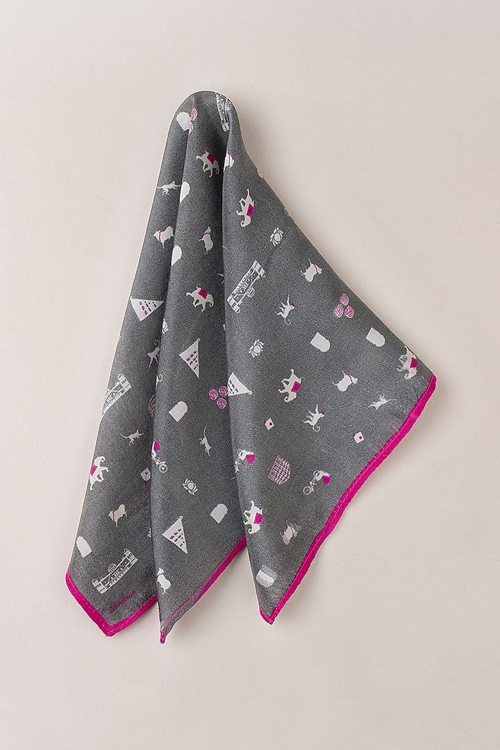 Charcoal Silk Pocket Square by Khatu at Pernia's Pop Up Shop