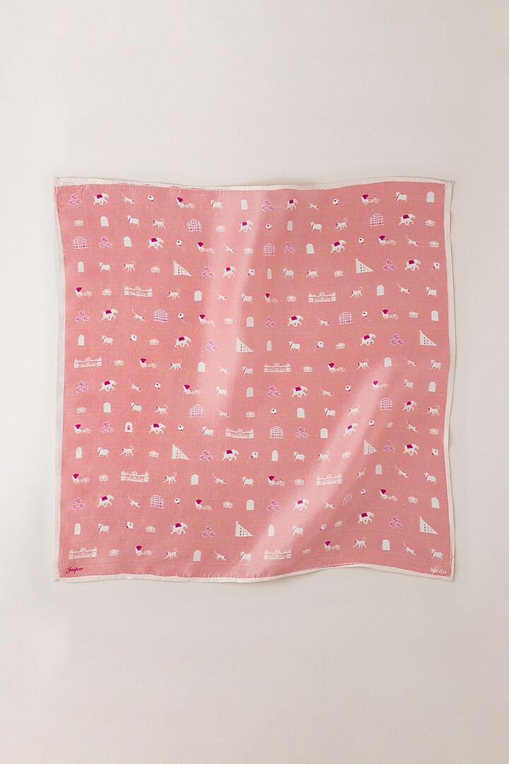 Peach Silk Pocket Square by Khatu at Pernia's Pop Up Shop