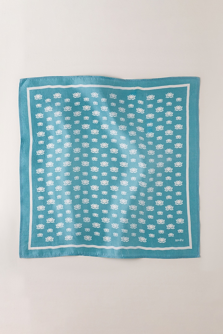 Teal Silk Pocket Square by Khatu at Pernia's Pop Up Shop
