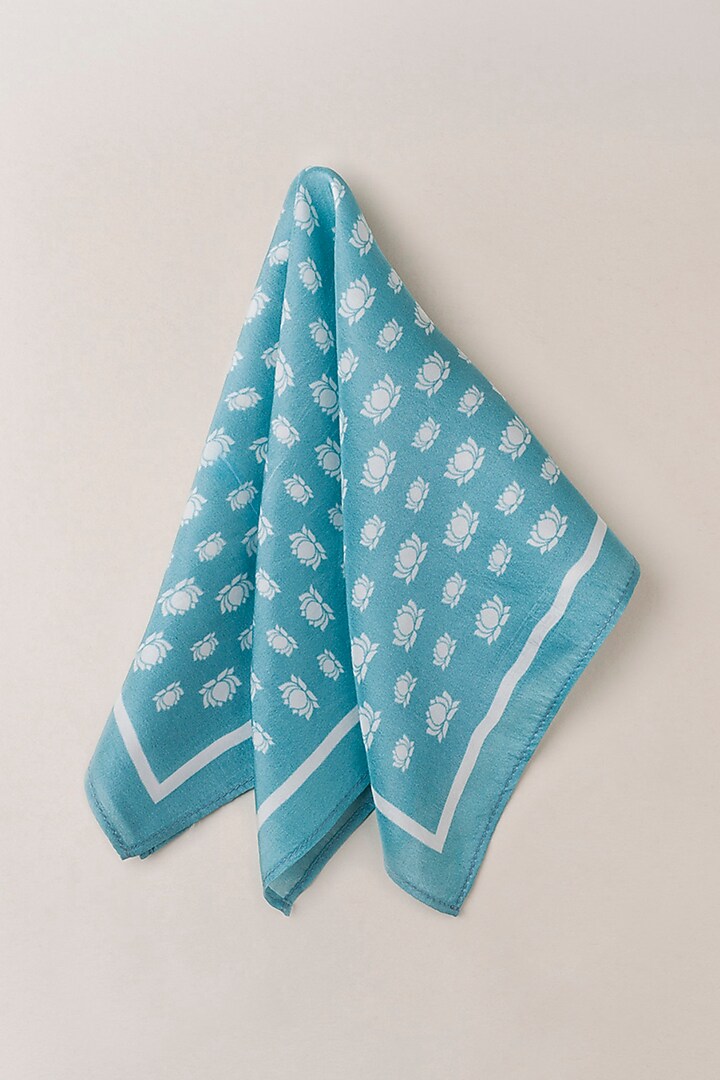 Teal Silk Pocket Square by Khatu at Pernia's Pop Up Shop