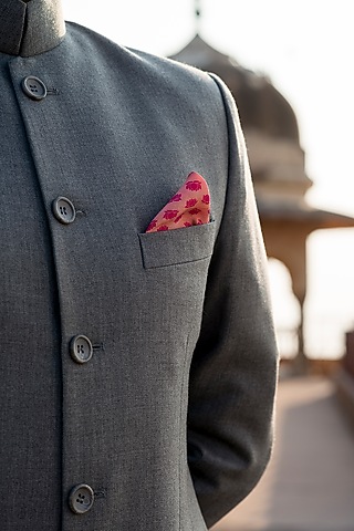 Pink Silk Pocket Square by Khatu