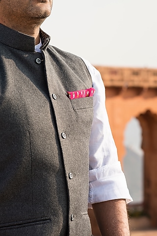 Pink Silk Pocket Square by Khatu