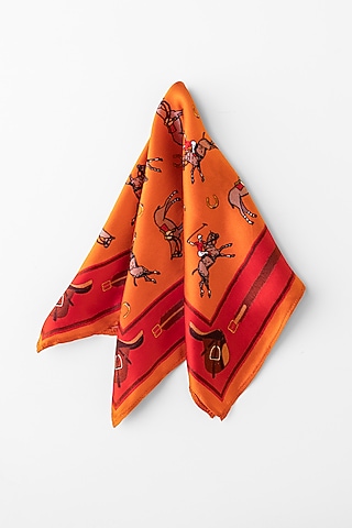 Orange Silk Pocket Square by Khatu