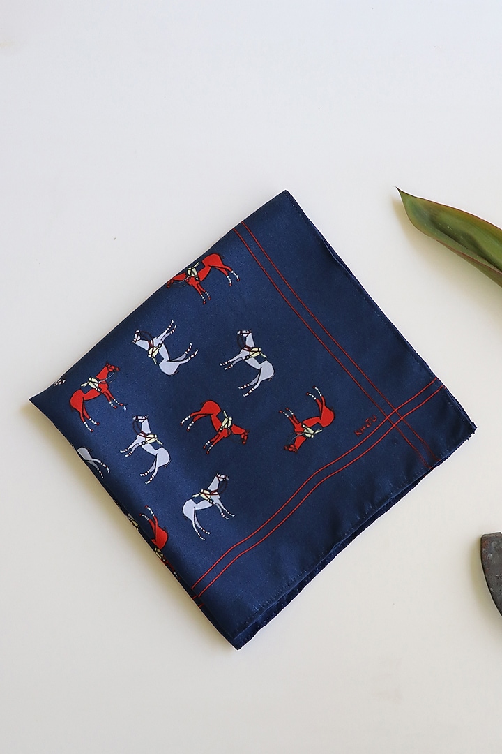 Blue Silk Pocket Square by Khatu at Pernia's Pop Up Shop